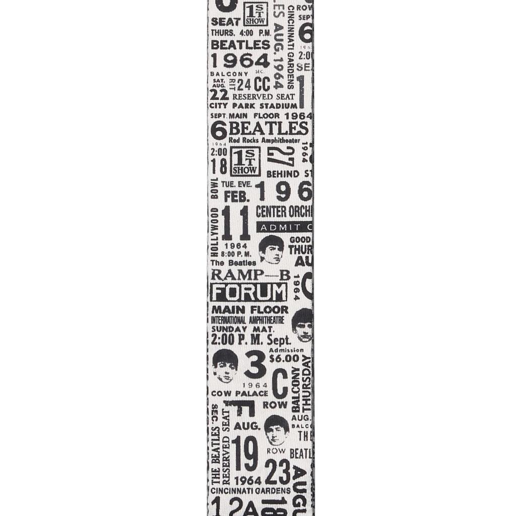 The Beatles Коллекция билетов с американского турне 1964 года Черно-белый гитарный ремень 50BTL13 D'Addario