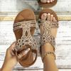 Foreign Trade Flat Women's Shoes Bohemian Style Beach Slippers Large Size with Hollowed Out Rhinestone Sandals for Women