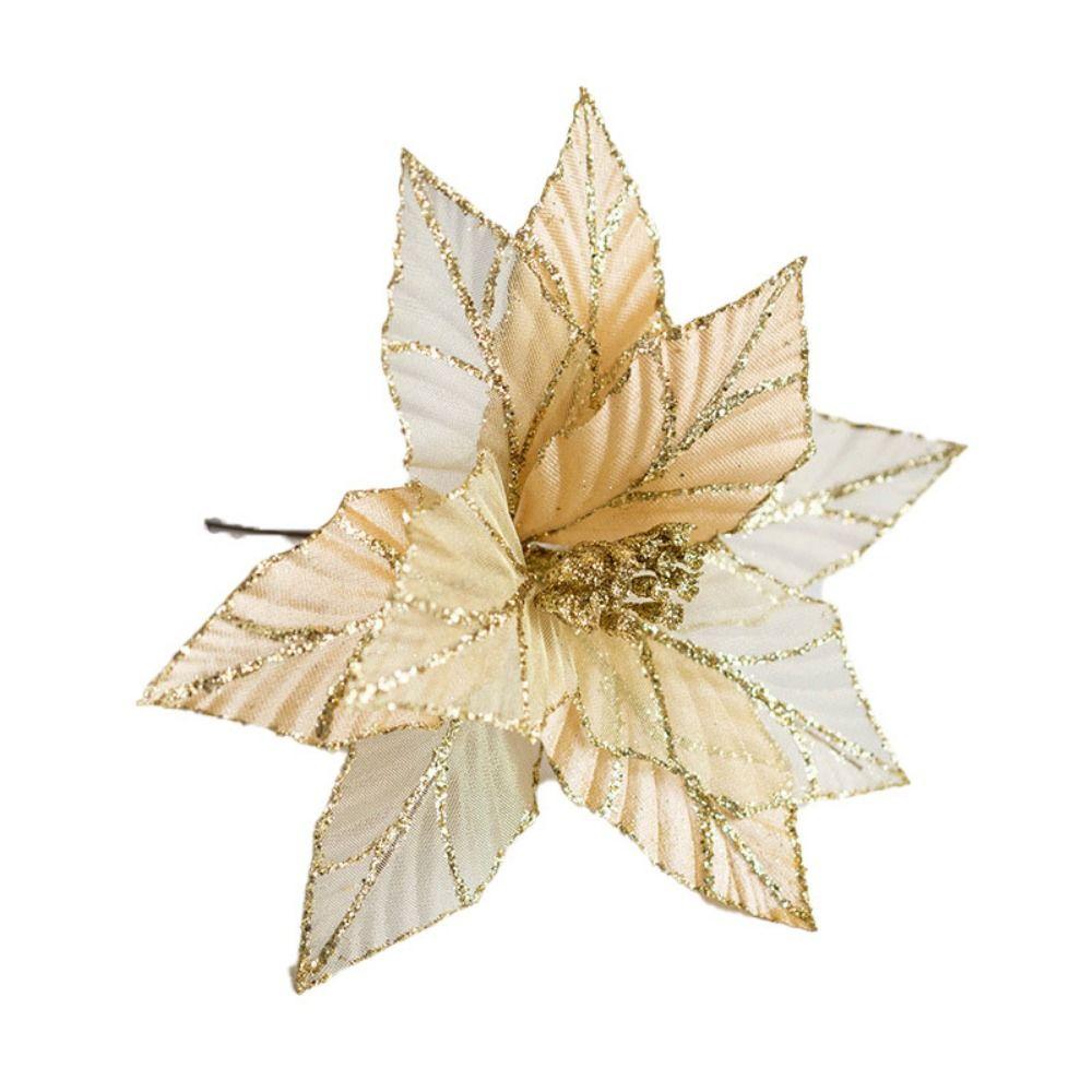 Элегантные 3D Искусственные Рождественские Цветы Сделай Сам Ручной Работы Блестящие Искусственные Цветы Блестящие Рождественские Украшения Новый Год