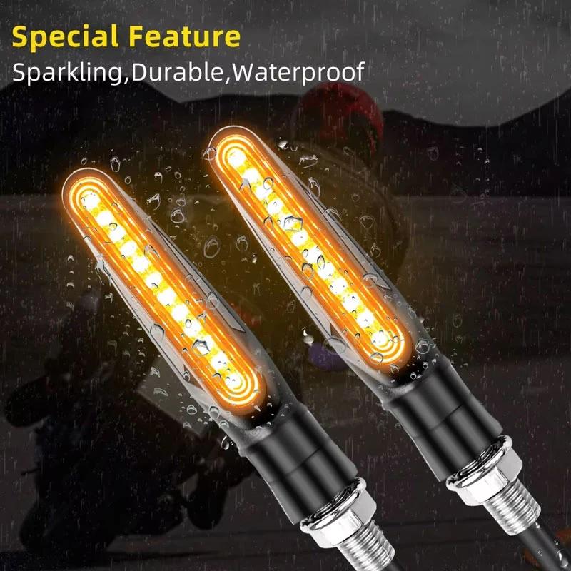 2pcs E24 LED Light 12 SMD Moto Led Flowing Water Blinker Bendable Flashing Signals Lamp Suitable for Various Motorcycle Models