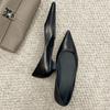Leather Niche High-end Pointed Head Shallow Mouth Single Shoes Women's Versatile Low-heeled Tapered Heel Commuter Shoes