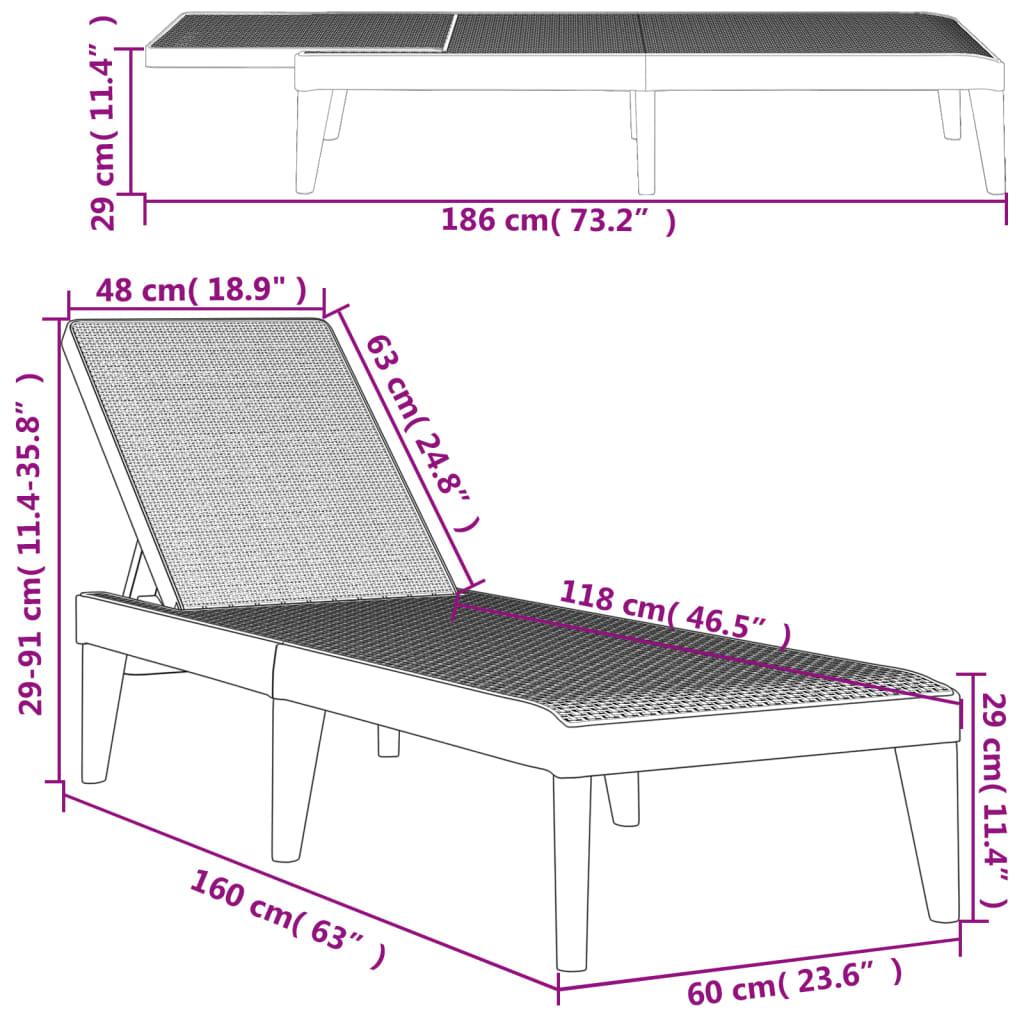 White Sun Lounger 186 x 60 x 29 cm PP