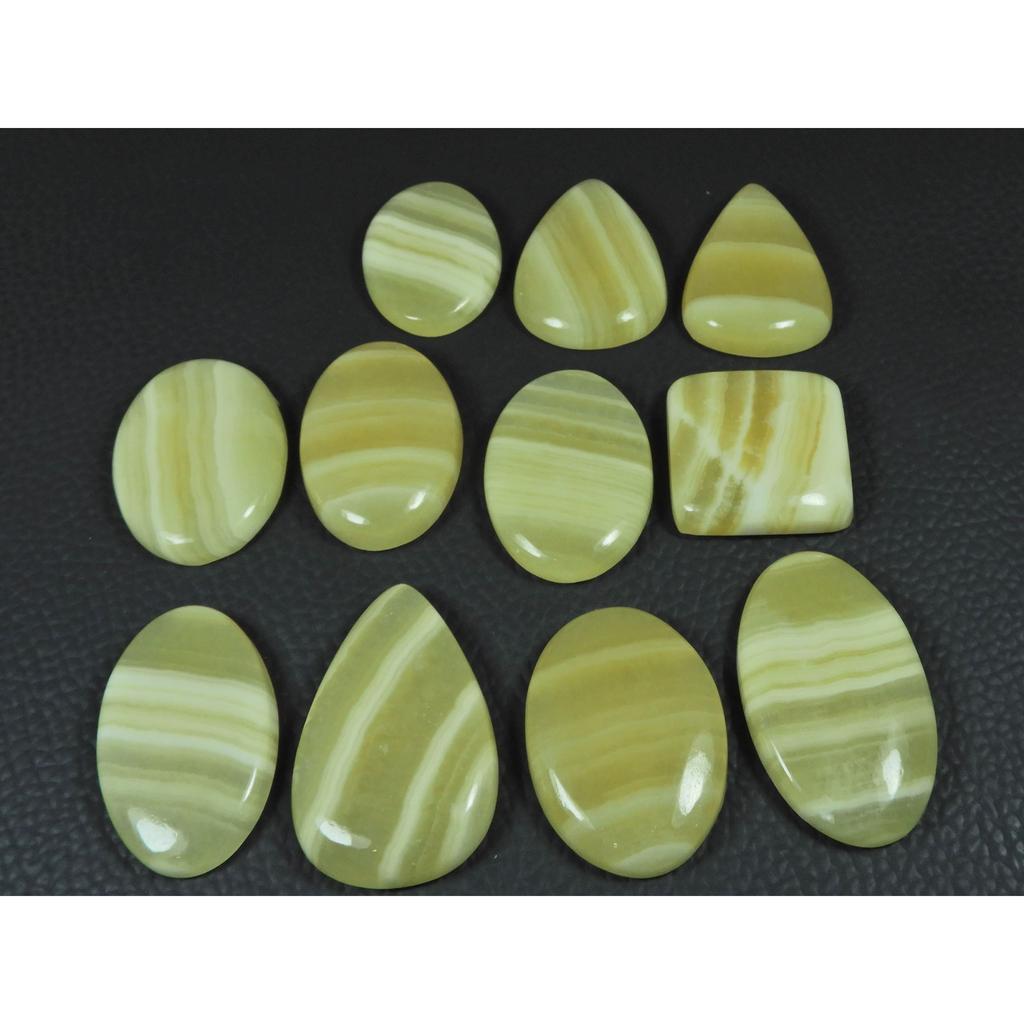 360Cts. Natural Yellow Lace Agate Mix Cabochon Loose Gemstone 11 Pcs Lot C-3895