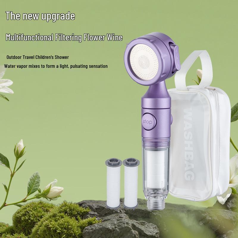 Lotus Head Universal Travel Shower Filter - Powerful Mini Showerhead for Hotels