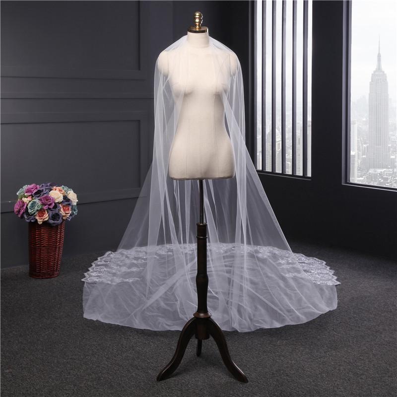 Wedding Accessories Long Bridal Veil Wedding Lace Head Veil Tulle Applique Luxury Bridal