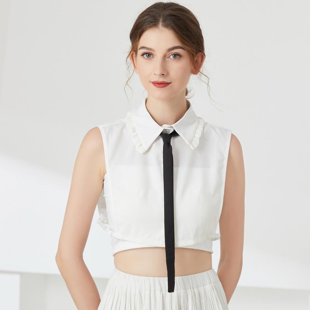 Girls Bowknots Lapel Shirt Detachable Collar Autumn Sweater Blouse Fake Collar Girls Removable Shirt Neck False Collar Decor