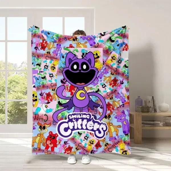 3D Printed Baby Blanket CATNAP DOGDAY Cartoon Smiling Critters Babes Carpet Super Soft Warm for Bedroom LivingRoom Sofa Bed Car