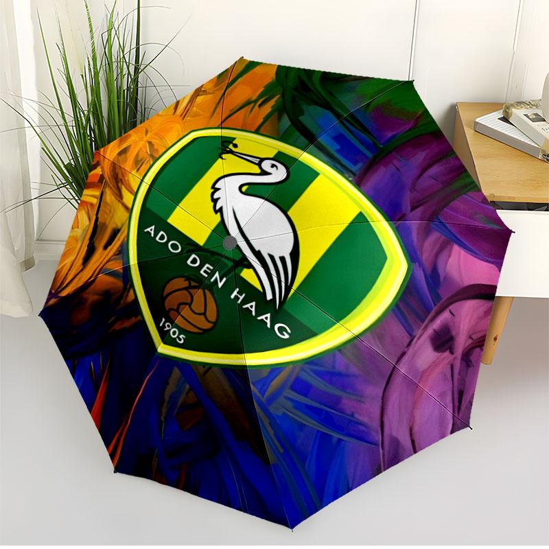 ADO Den Haag Print Automatic Open Close Umbrella, Portable Foldable Umbrella, for Outdoor Commute Camping Trip, Ideal Birthday Gift