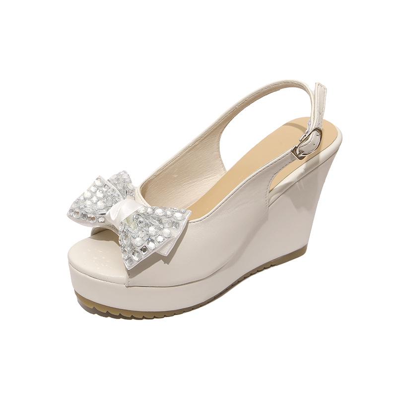 Spring and summer versatile new slope heel fish mouth high heels 2025 summer sandals waterproof platform platform women's shoes new