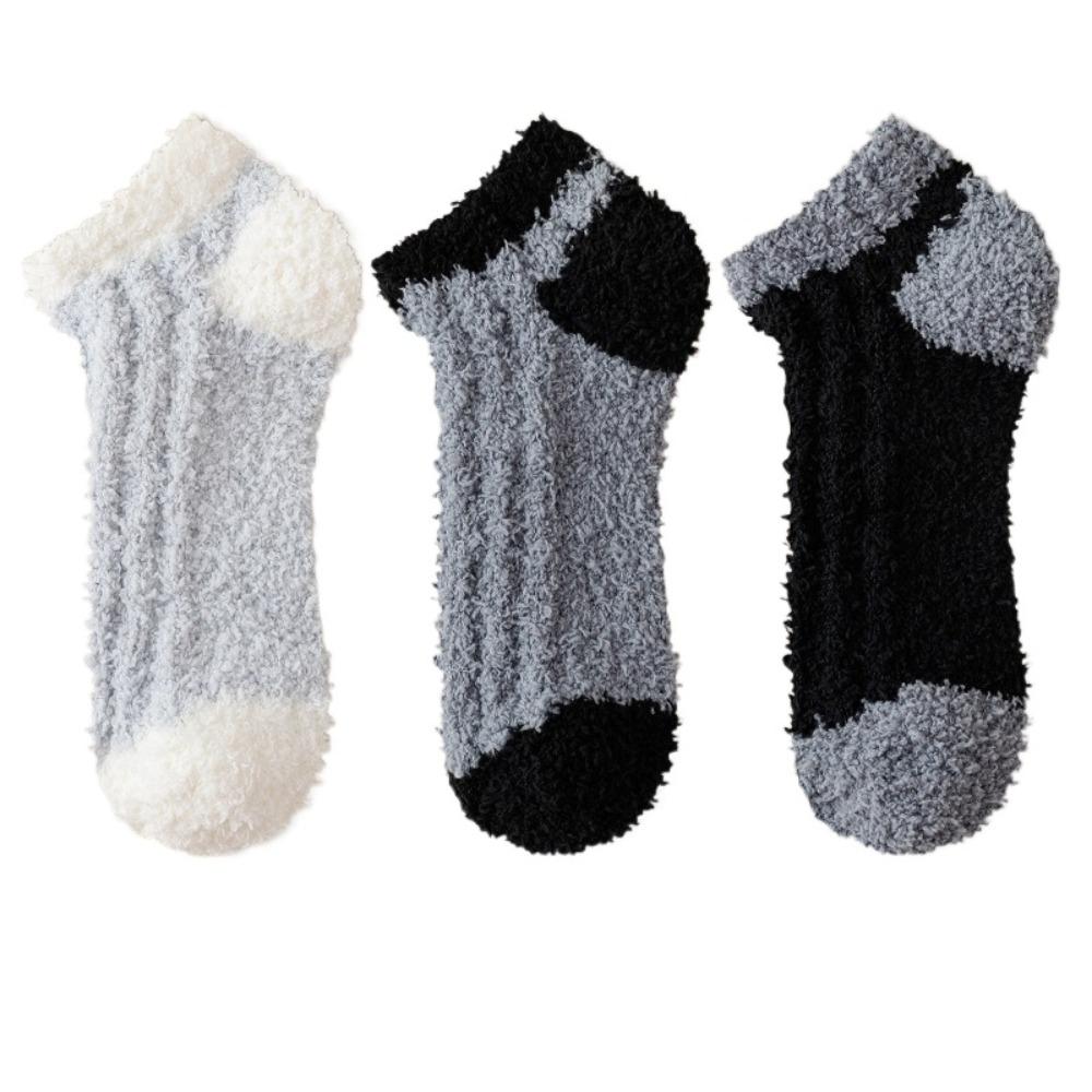 3Pairs Thickened Coral Fleece Socks Winter Warm Boat Socks Women Floor Plush Socks Winter