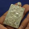 Chinese Tibet Silver Carved Armored Guan Gong Statues Amulet Necklace Pendant