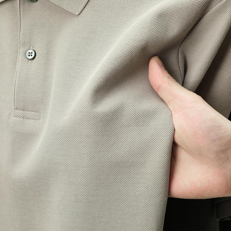 Лето 2025 Мужская Новая Однотонная Мерсеризованный Хлопок Свободная Влагоотводящая и Быстросохнущая Повседневная Рубашка Поло