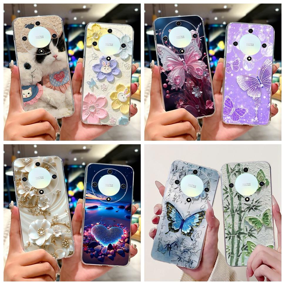 Чехол для Honor X9b 5G Цветок Бабочка Расписной Чехол Мягкий Силиконовый Корпус Для Honor X9 X9 b HonorX9b 5G Чехол для Телефона
