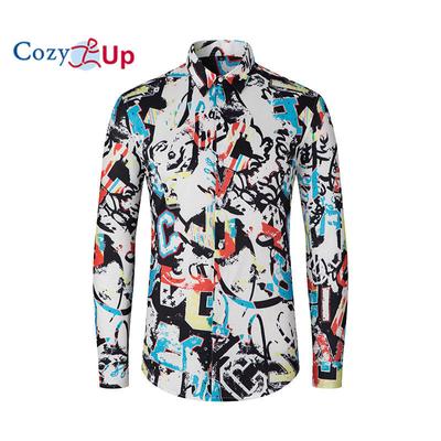 Мужская повседневная рубашка с длинным рукавом на пуговицах, модная атласная классическая рубашка с принтом для вечеринки в ночном клубе