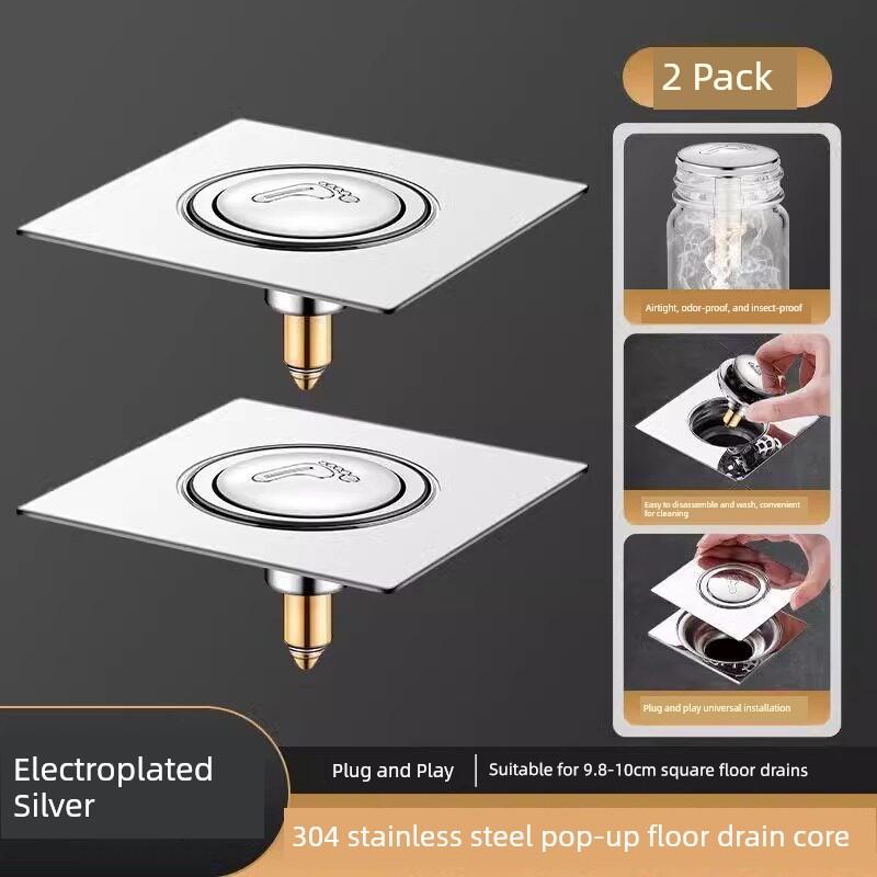 Bathroom Floor Drain Anti-Odor Device with Pop-Up Core Seal Cover, Universal Anti-Odor and Anti-Pest Gadget, Press-Type Foot Pedal