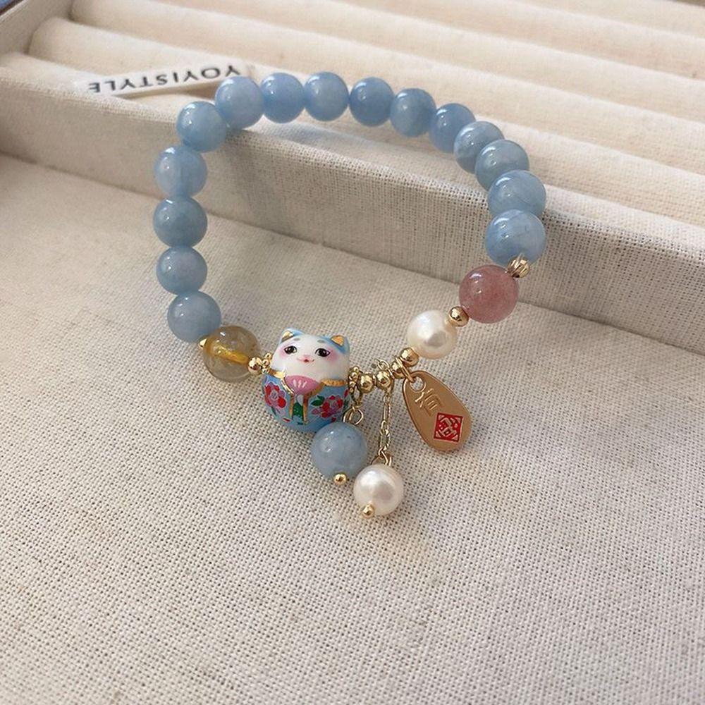 Pearl Emerald Bangles Stone Bracelets Korean Style Bracelets Female Hand Chain Bead Bracelets