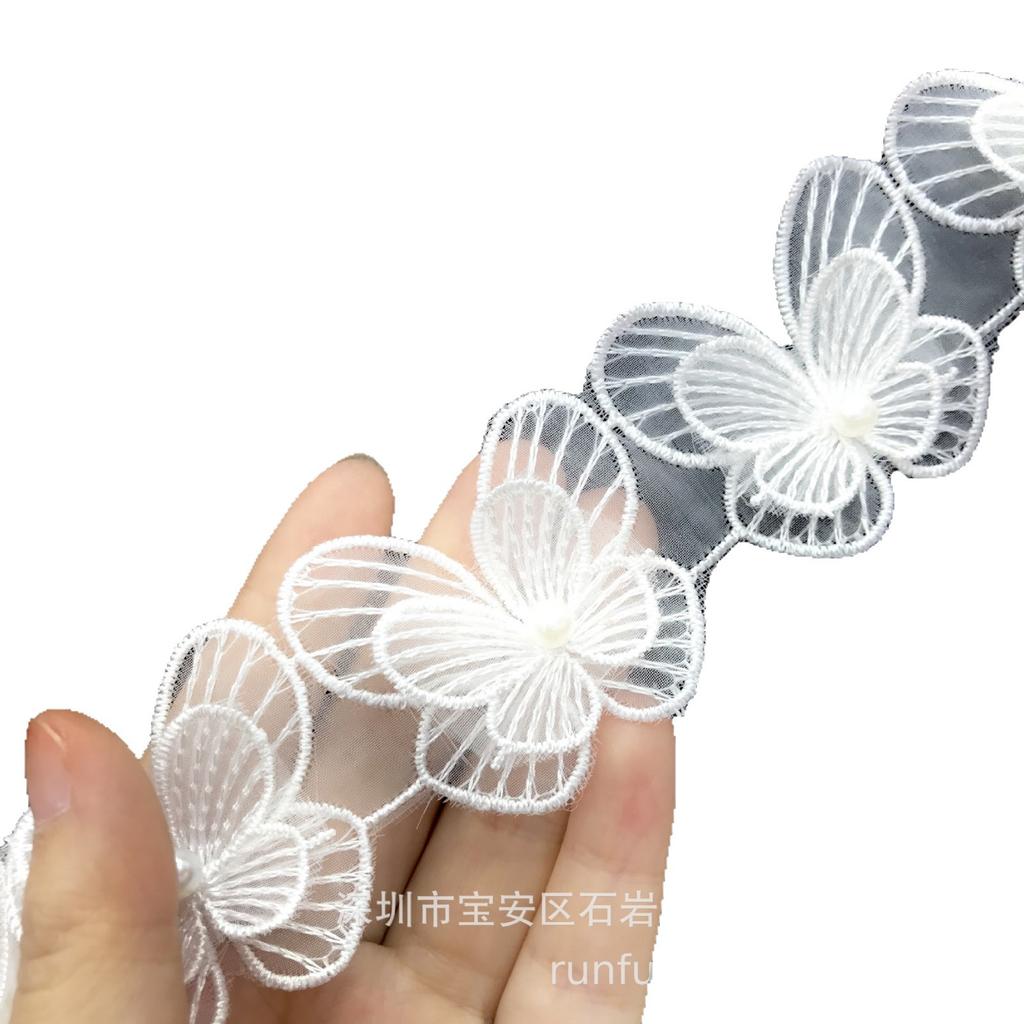 Computer Embroidery Double-Layer Butterfly Beads Barcode Lace, Wedding Dress Children'S Clothing Diy Jewelry Clothing Accessories
