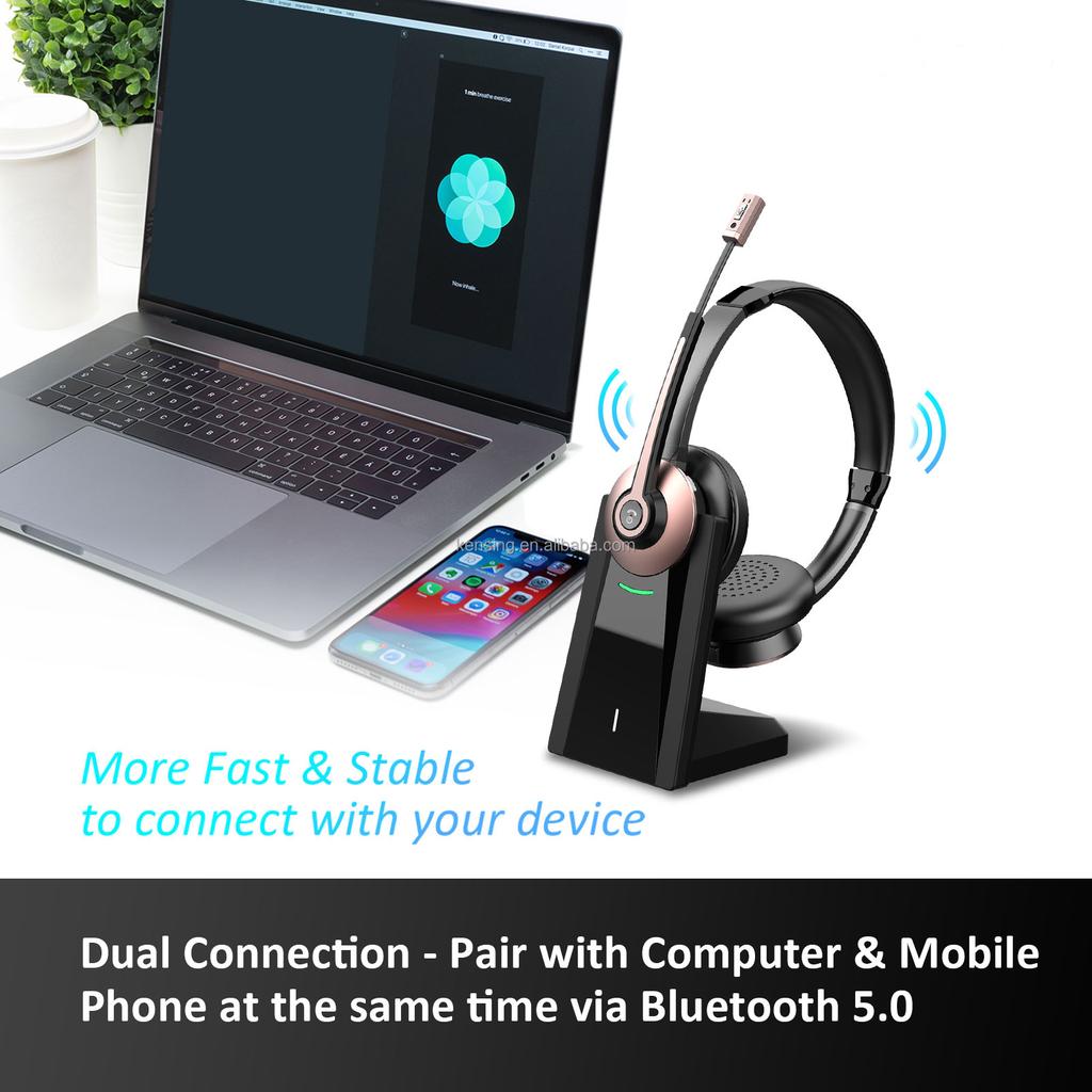 BT-786 V5.0 Офисная беспроводная гарнитура на оголовье Стерео дизайн USB-донгл Зарядная база для гарнитур телефонных станций Call-центра
