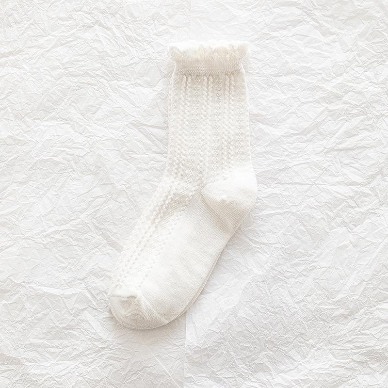 Женские носки с рюшами и манжетами, носки до щиколотки, всесезонные мягкие трикотажные хлопковые носки, однотонные носки под платье салата