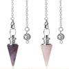 Chain Crystal Pendants Natural Stone Conical Pendulum Reiki Pendulum Pendant Amulet Healing Crystal
