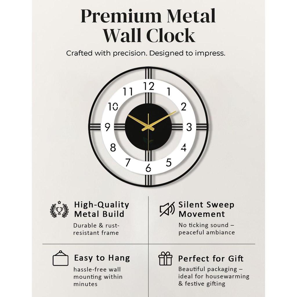 50 см / Аналоговые Современные Металлические Настенные Часы для Гостиной | Необычные Стильные Новейшие Большие Настенные Часы для Домашнего Декора | Антикварные Бесшумные Настенные Часы