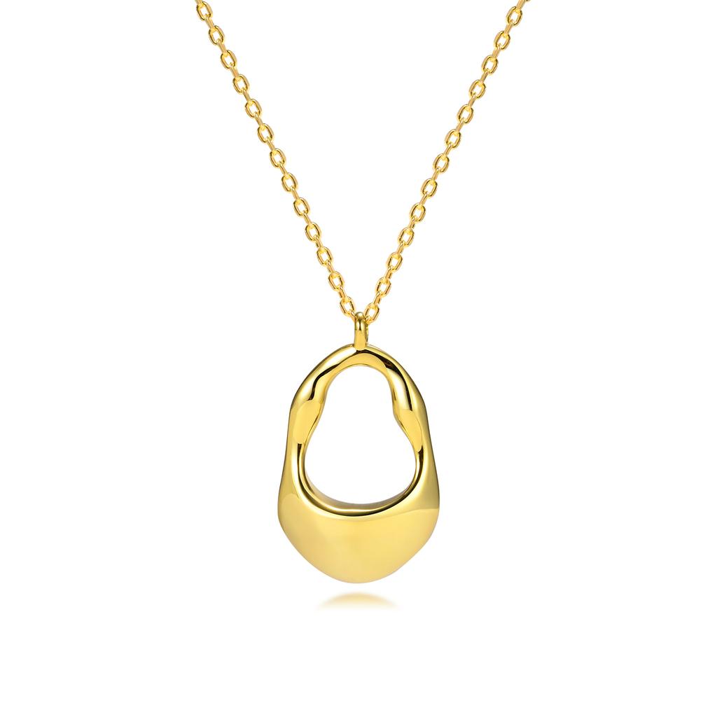 18K Gold Plated Pendant Necklace For Women, Hollow Irregular Statement Necklace Trendy Jewelry