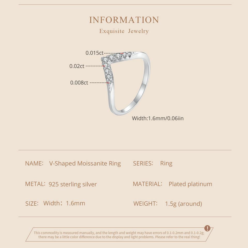 BAMOER V-образное кольцо с муассанитом, деликатное лабораторное кольцо с бриллиантом, стерлинговое серебро 925 пробы для женщин, обручальные свадебные украшения