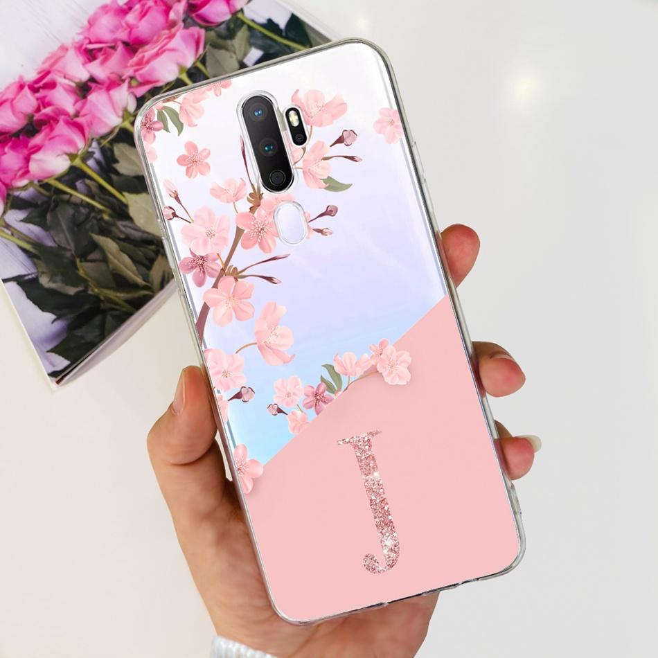 For Oppo A9 (2020) A5 (2020) Case Fashion Letter Soft Silicone TPU Cover For Oppo A9 A5 2020 Transparent Shockproof Phone Bumper