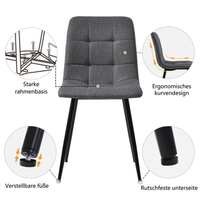 Table de salle à manger - MUVOE - Rectangulaire - 4 places - Gris - Pieds dorés