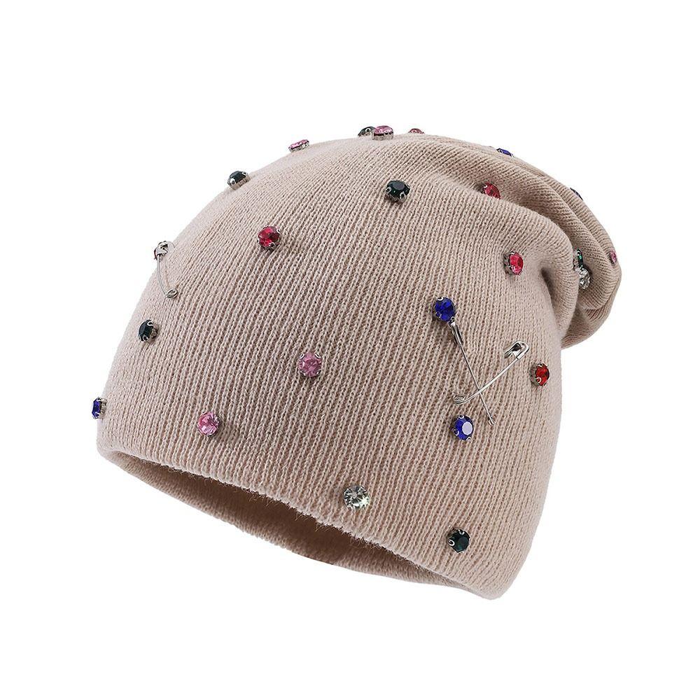 Windproof Beanie Hat Warm Skullies Hat Casual Knitted Pullover Cap for Women