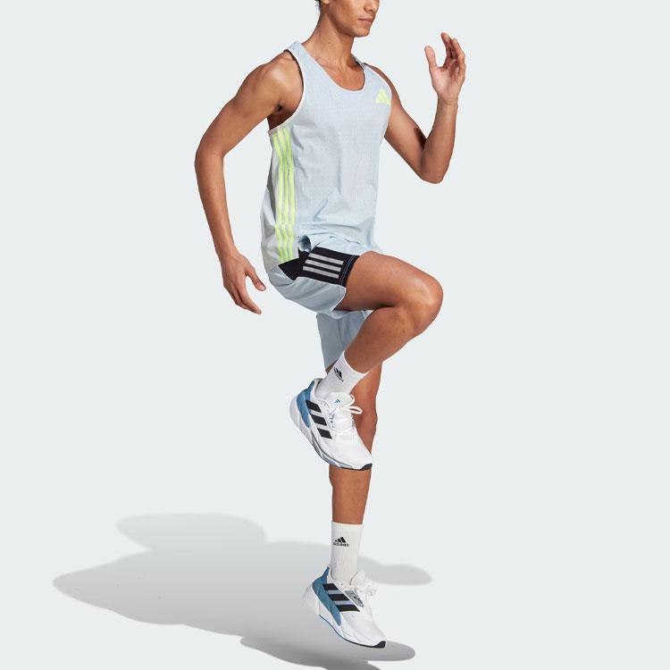 Adidas Adizero Promo Running Singlet Stripe Logo Print Quick-Dry Sports Жилет Мужской Топ Синий Серый HZ2548