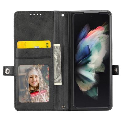 Кошелек-чехол для Samsung Galaxy Z Fold6 5G с текстурой теленка из ПУ-кожи, чехол для телефона с плечевым ремнем