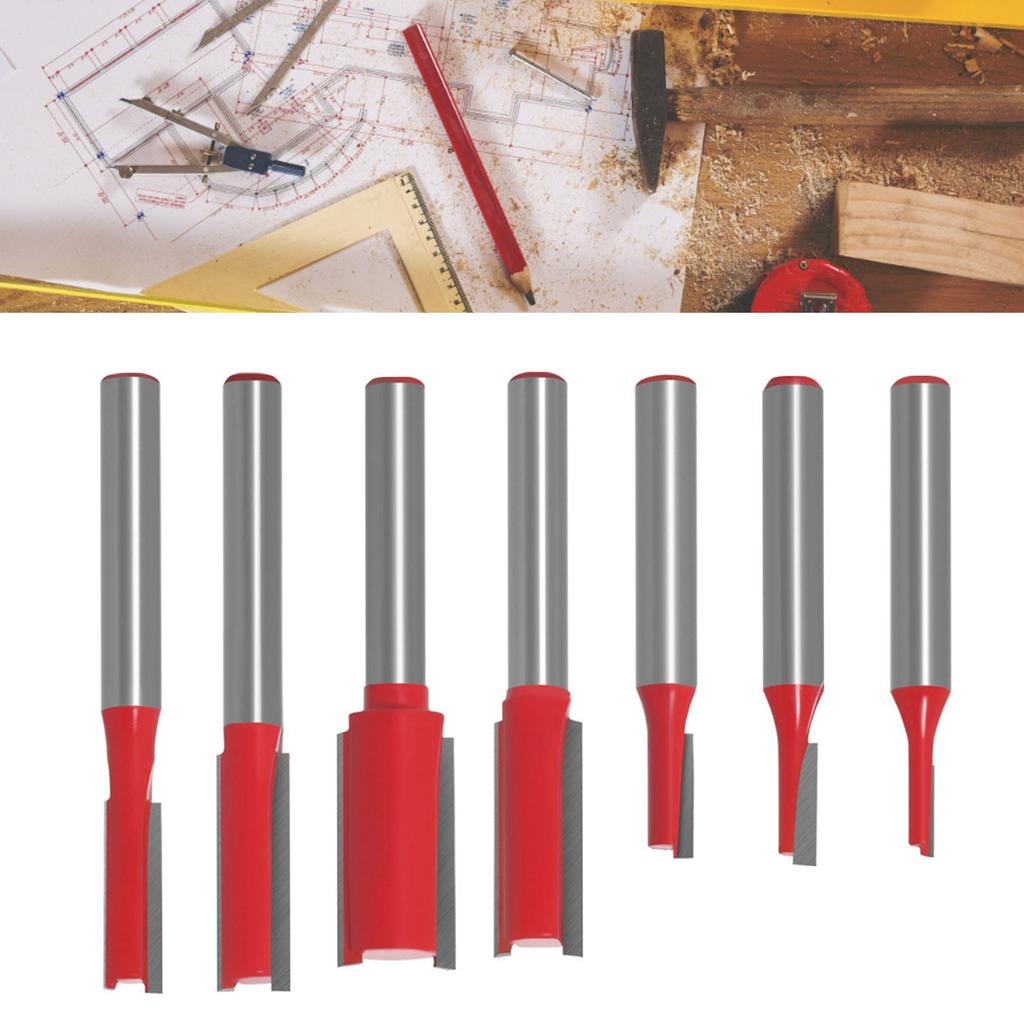 7 шт. Фрезерная фреза заподлицо Прямая 2-зубая Карбидная для деревообработки Пазование