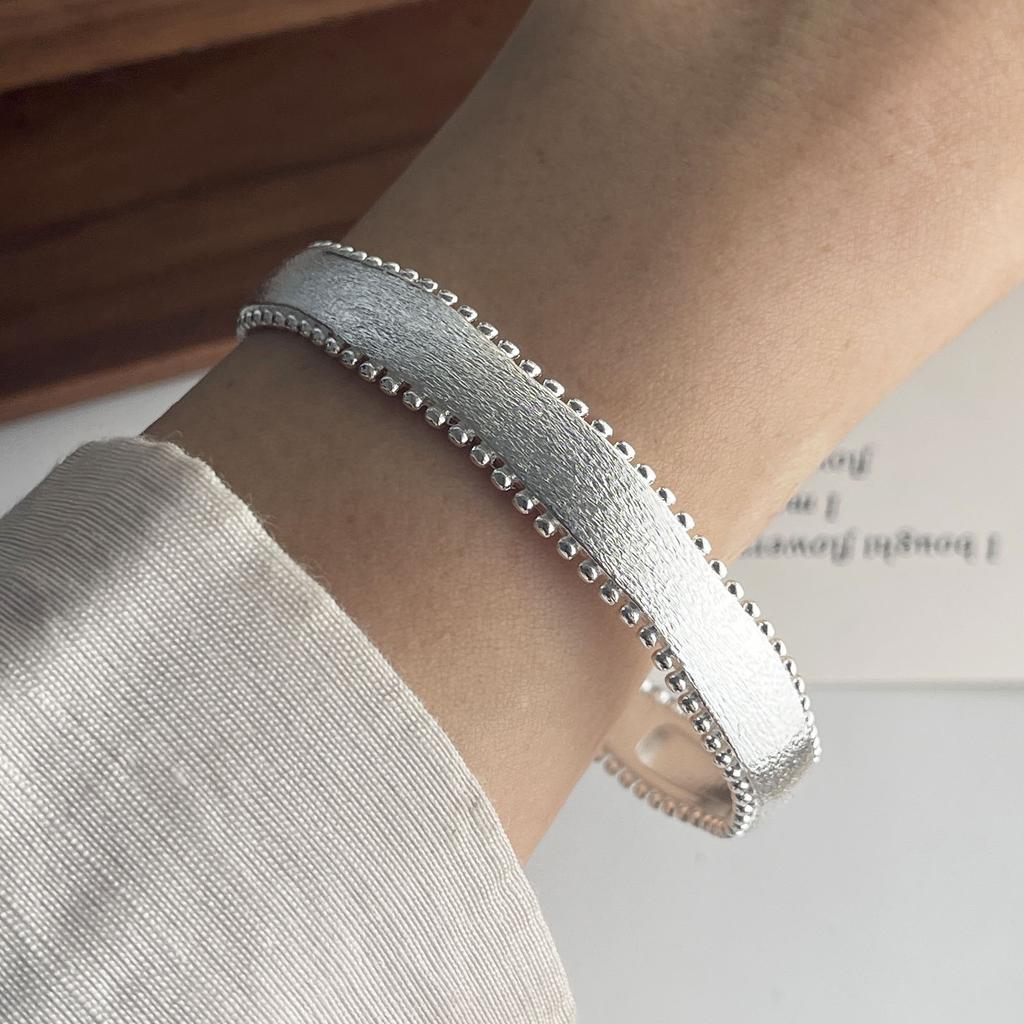 Xiaomi 100% Solid 925 Sterling Silver Retro Bracelet for Women Men Vintage Handmade Smooth Bracelet Birthday Gift
