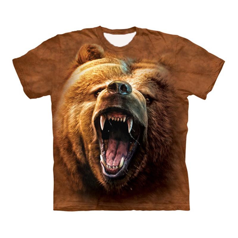 Bear Tiger Animal 3D Printed Hip Hop Short Sleeve T-Shirt Oversized Outdoor T-Shirt Harajuku Y2k Top