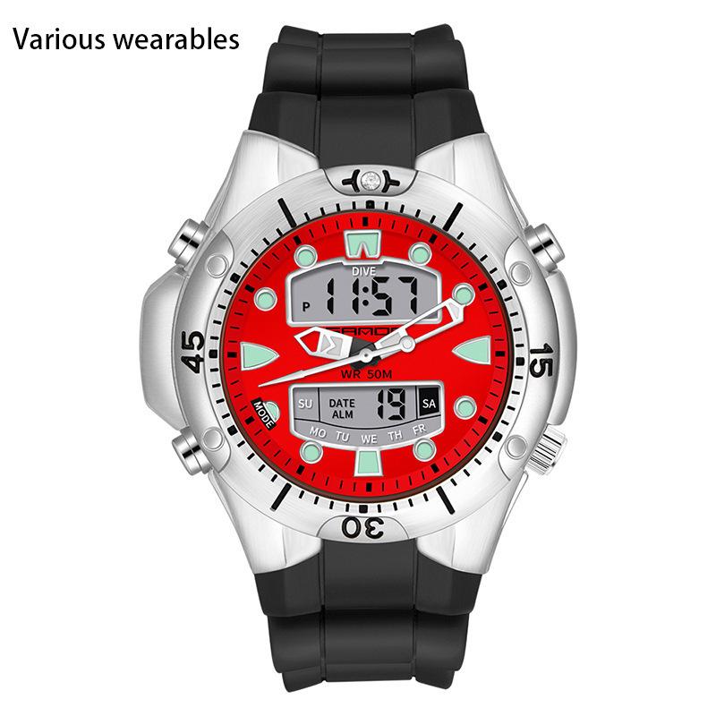 Новые спортивные часы с большим циферблатом, многофункциональные водонепроницаемые часы для мужчин и женщин, студенческие часы