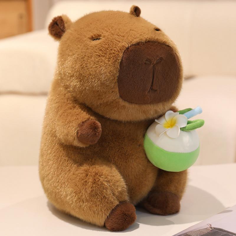 22Cm Cute Kapibala Capybara Plush Toy Cartoon Capybara Holding Ice Cream Coconut Stuffed Soft Animal Pillow Doll Creative Gift