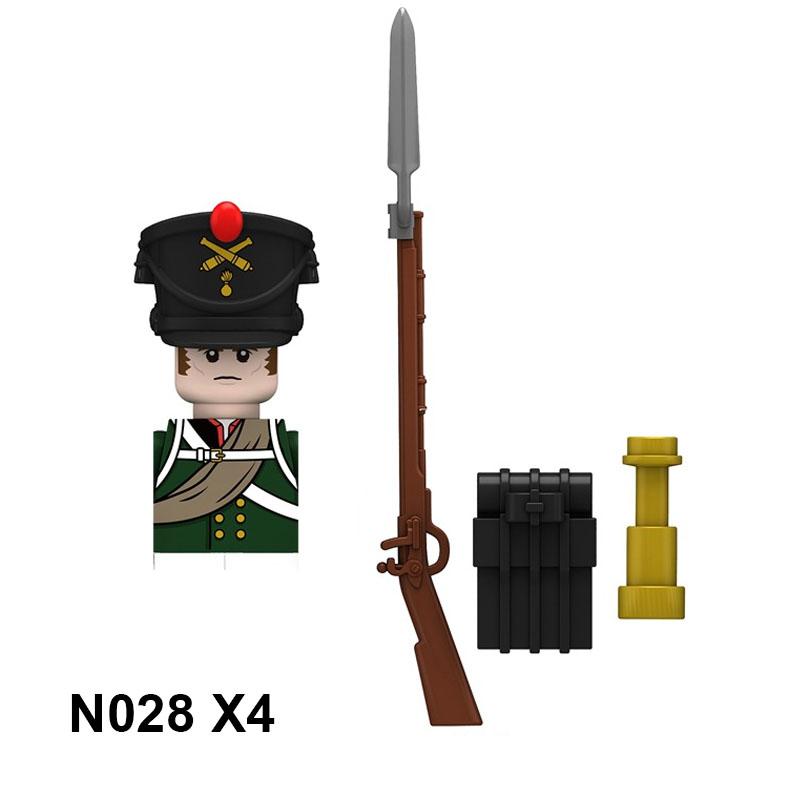 4pcs Military Building Blocks Medieval Knights Duke Marshal Figures Napoleonic Wars Weapons Sword Flags Shoulder Armor Cape Brick MOC