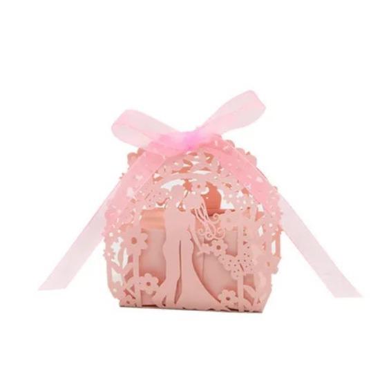 Лазерная резка Подарочная коробка для жениха и невесты Свадебные сувениры и подарки Коробка для конфет Свадебная подарочная коробка Свадебная коробка для конфет 50 шт. 100