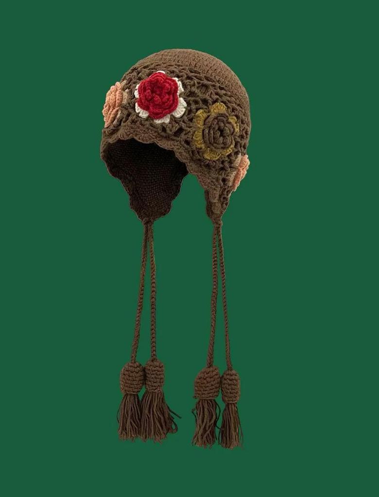 Этнический стиль Ретро Вязаная Шерстяная Шапка Бини с Кисточками