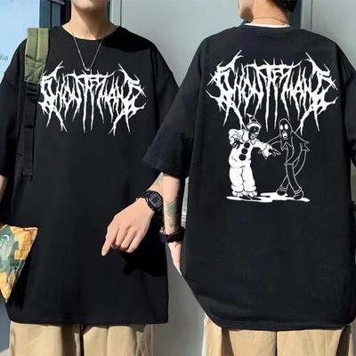 Ghostemane футболка с двусторонним принтом, футболка унисекс, футболки Pouya, топы унисекс из 100% хлопка, уличная одежда, унисекс, женские модные футболки в стиле хип-хоп