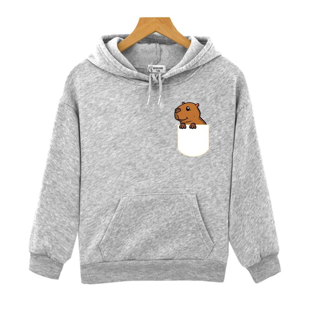 Милые толстовки с капюшоном в кармане в виде капибары, свитшот с мультяшным рисунком, топ с длинными рукавами для девочек, детский пуловер Y2k Sudadera, одежда для маленьких мальчиков