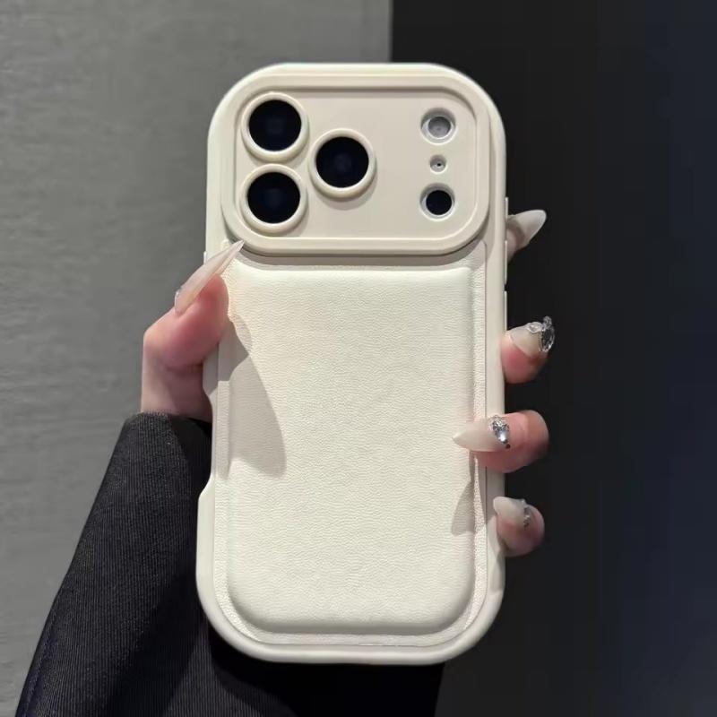 Модный Овальный Кожаный Чехол для Телефона с Воздушной Подушкой Для iPhone 17Air 17 16 15 14 13 12 11 Pro Max Plus Airbag Ударопрочный Силиконовый Чехол