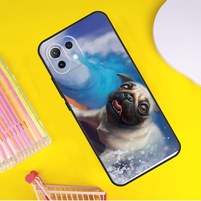 Чехол для Xiaomi 14 13 Ultra 11T 12T 13T 14T Pro POCO X7 Pro X3 X5 F3 F5 F6 M6 X6 Pro с изображением мопса, сидящего с бабочкой и розами