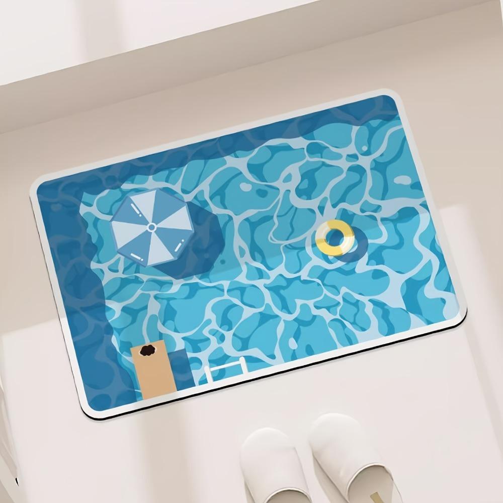 Water-absorbing Cartoon Pool Pattern Bathmat Diatomaceous Earth Carpet Home Decor