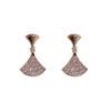 Elegant Fan-Shaped Crystal Stud Earrings Women Luxury French Chic Style Sparkling Full Rhinestone Design Delicate Dressy