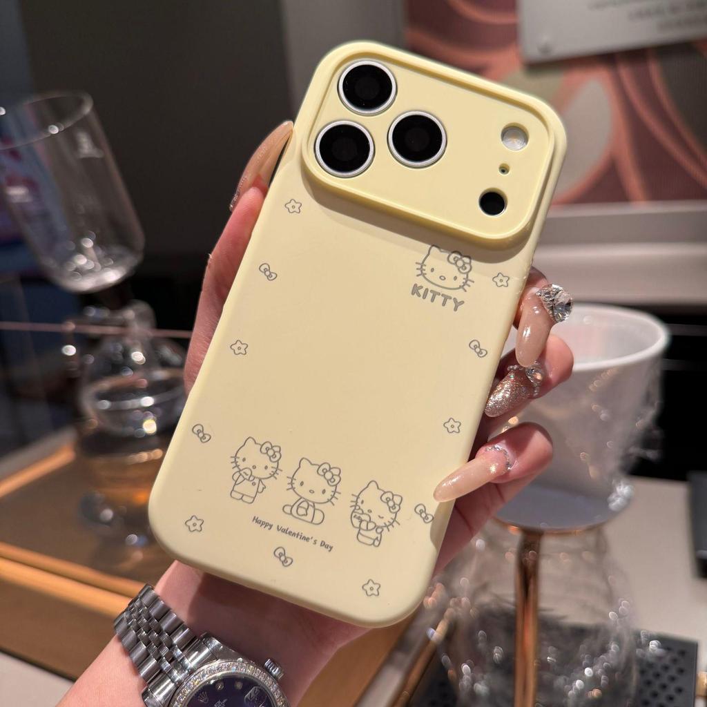 Чехол из жидкого силикона с милым котенком KT для iPhone 17 Pro Max - Полное покрытие, Защита от падений.
