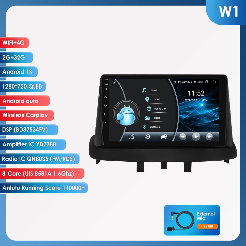 OSSURET 4G 9" Android 12 автомобильное радио GPS для Renault Megane 3 Fluence 2008 - 2014 Samsung SM3 2Din Carplay авто стерео головное устройство интеллектуальная навигация