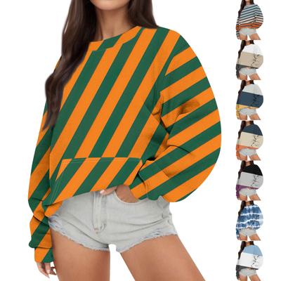 Женская повседневная модная Свободная толстовка с длинным рукавом и круглым вырезом с принтом