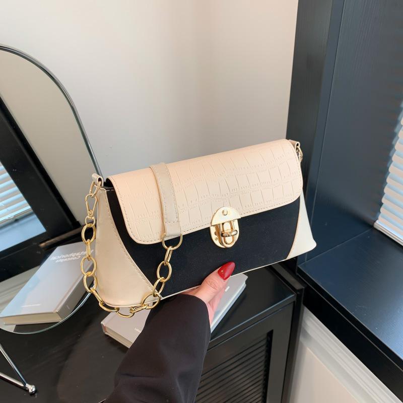 Персонализированная сумка с контрастной цветной вставкой для женщин, новая популярная сумка кроссбоди, сумка на одно плечо, сумка подмышку, сумка с каменным узором